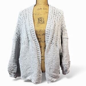 Very J Light Gray Open Knit Cardigan